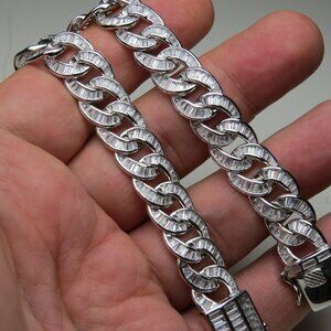 *925 Sterling Silver Men's Diamond Bracelet